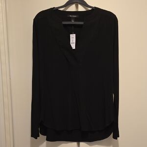 White House Black Market Black V-Neck Blouse